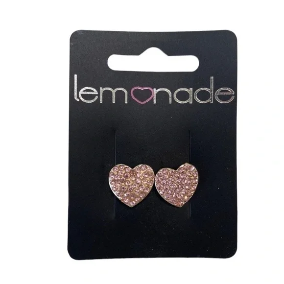 Pink heart rhinestone | Earrings - Picture 1 of 5